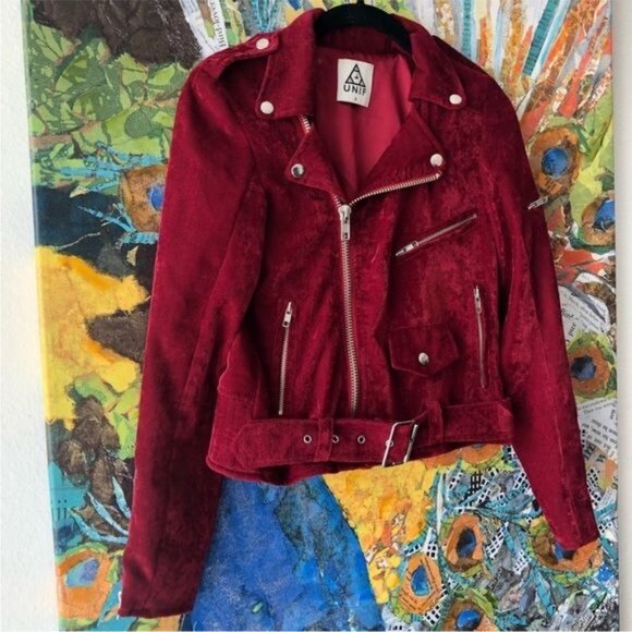 UNIF red velvet sangre Moto jacket Small - Picture 8 of 10